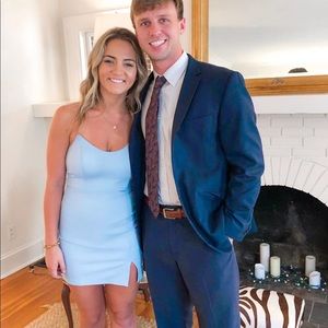 Light blue Revolve Zarah Slit Mini Cocktail Dress